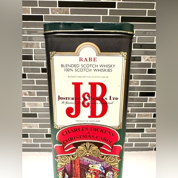 Vintage J&B Whisky Charles Dickens A Christmas Carol Metal Decorative Tim-EMPTY - Picture 2 of 7